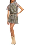Ramy Brook Arizons Mixed Print Minidress In Dark Sage Tartan