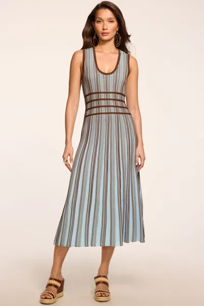 Ramy Brook Arlette Striped Knit Midi Dress In Blue