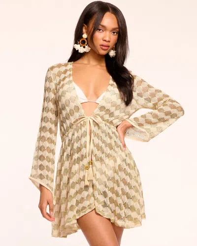 Ramy Brook Arrika Crochet Coverup Mini Dress In Gold Crochet