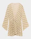 Ramy Brook Arrika Metallic Crochet Sun Dress Coverup In Naturalgold Crochet