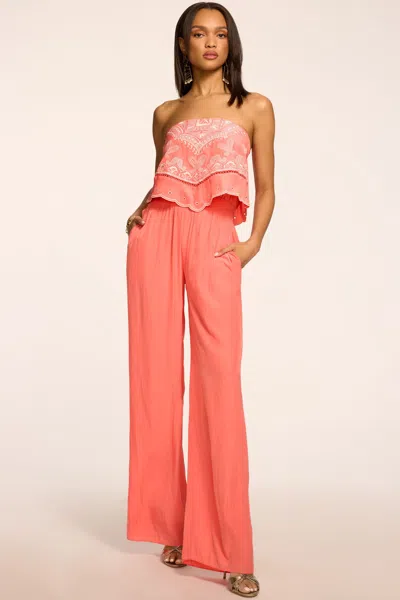 Ramy Brook Aspen Embroidered Strapless Jumpsuit In Pink