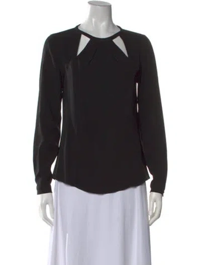 Pre-owned Ramy Brook Asymmetrical Long Sleeve Blouse In Black