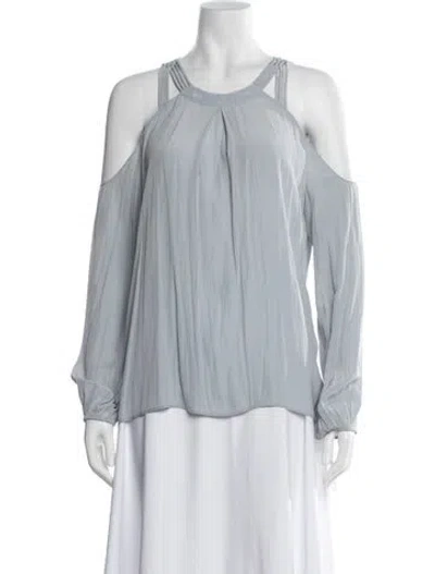 Pre-owned Ramy Brook Asymmetrical Long Sleeve Blouse In Gray