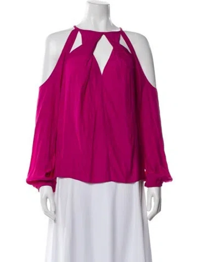 Pre-owned Ramy Brook Asymmetrical Long Sleeve Blouse In Pink