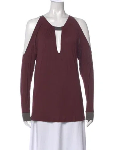 Pre-owned Ramy Brook Asymmetrical Long Sleeve Top In Purple
