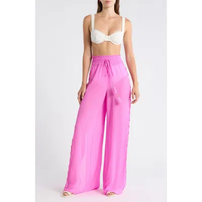Ramy Brook Athena Embellished Wide Leg Pants In Pink