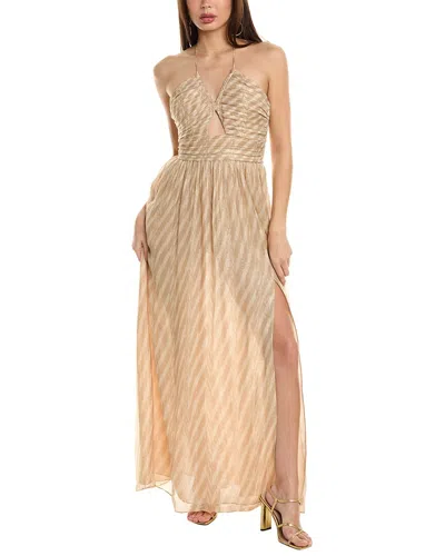 Pre-owned Ramy Brook Athena Silk-blend Maxi Dress Women's In Fldipflax Lurex Diagonal Ikat