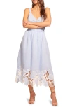 Ramy Brook Aubriella Linen Embellished Midi Dress In Chambray Embroidered Boho