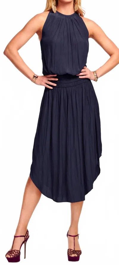 Ramy Brook Audrey Smocked Midi Dress In Navy In Blue
