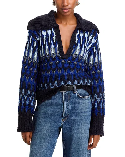 Ramy Brook Augustus Sweater In Lapis Combo Fairisle