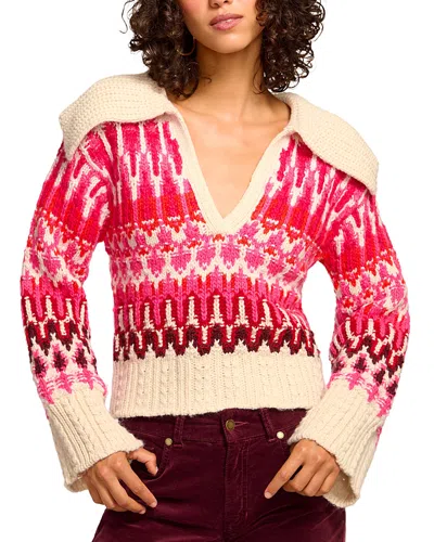 Ramy Brook Augustus Sweater In Magenta Combo Fairisle