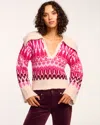 Ramy Brook Augustus Sweater In Magenta Combo Fairisle