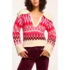 Ramy Brook Augustus Sweater In Magenta Combo Fairisle