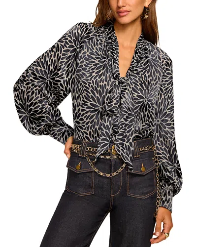 Ramy Brook Aura Burnout V-neck Long Sleeve Blouse In Black