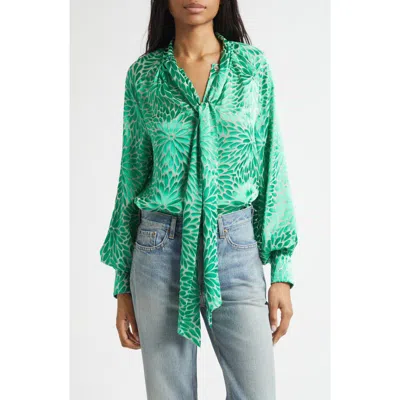 Ramy Brook Aura Tie Neck Shirt In Green