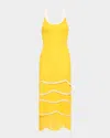 Ramy Brook Aurelia Tiered Knit Midi Dress In Lemon Drop Wave
