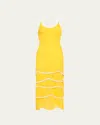 Ramy Brook Aurelia Tiered Knit Midi Dress In Lemon Drop Wave