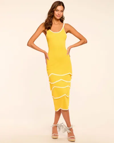 Ramy Brook Aurelia Tiered Knit Midi Dress In Lemon Wave