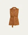 Ramy Brook Austin Faux Suede Vest In Saddle