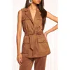 Ramy Brook Austin Faux Suede Vest In Saddle