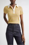 Ramy Brook Avalon Polo Top In Lemon Drop Stripe Combo