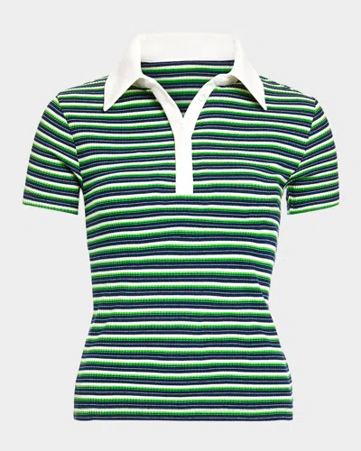 Ramy Brook Avalon Striped Polo In Navy Stripe