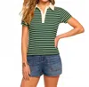 Ramy Brook Avalon Ribbed Knit Polo Top In Green