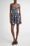 Ramy Brook Ayan Floral Embroidery Mini Sundress In Spring Navy Lily