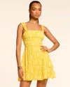 Ramy Brook Ayan Floral Embroidery Mini Sundress In Lemon Lily