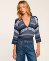 Ramy Brook Azaria V-neck Sweater In Navy Stripe