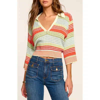 RAMY BROOK RAMY BROOK AZARIA VARIEGATED STRIPE COTTON BLEND SWEATER
