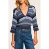 Ramy Brook Striped Azaria Sweater In Navy Striped In Navy Stripe