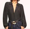 Ramy Brook Azariah Buttron Front Top In Navy In Blue