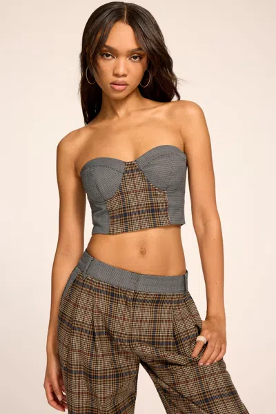 Ramy Brook Bailey Printed Cropped Corset Top In Plaid Combo