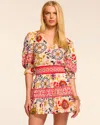 Ramy Brook Barbara Cotton Short Sleeve Smocked Mini Dress In Multi