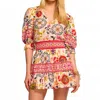 Ramy Brook Barbara Cotton Short Sleeve Smocked Mini Dress In Multi