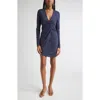 Ramy Brook Barry Long Sleeve Ruched Minidress In Blue