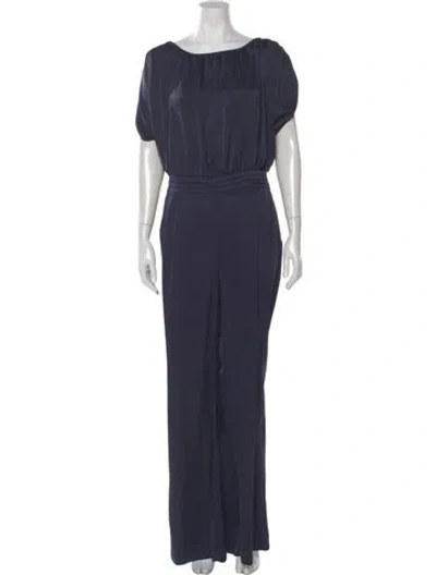 Pre-owned Ramy Brook Bateau Neckline Jumpsuit W/ Tags In Blue