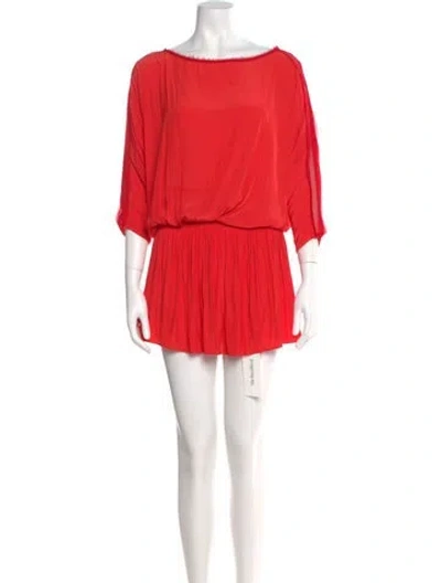 Pre-owned Ramy Brook Bateau Neckline Knee-length Dress In Red