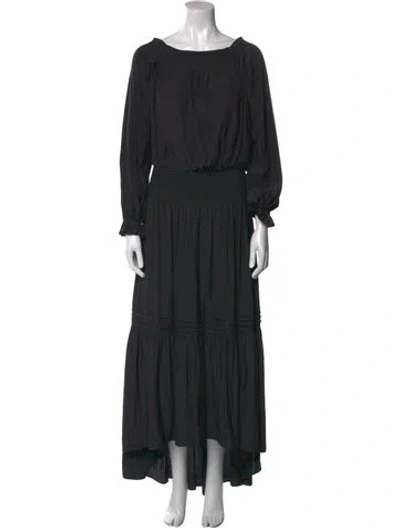 Pre-owned Ramy Brook Bateau Neckline Long Dress In Black