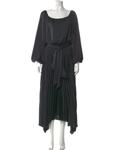 Pre-owned Ramy Brook Bateau Neckline Long Dress In Black