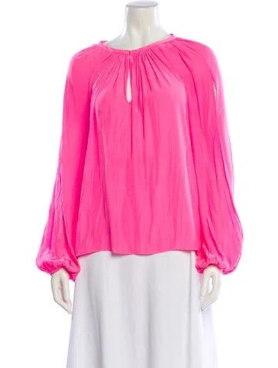 Pre-owned Ramy Brook Bateau Neckline Long Sleeve Blouse In Pink