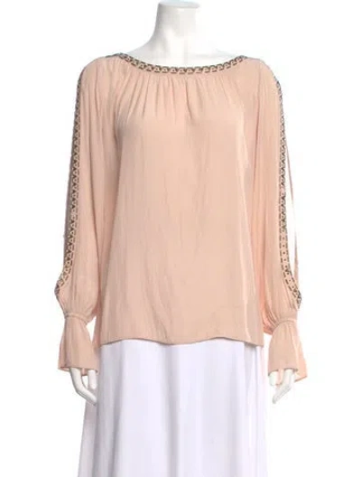 Pre-owned Ramy Brook Bateau Neckline Long Sleeve Blouse In Pink