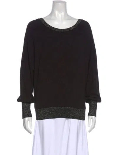 Pre-owned Ramy Brook Bateau Neckline Long Sleeve Top In Black