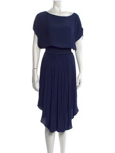 Pre-owned Ramy Brook Bateau Neckline Midi Length Dress W/ Tags In Blue