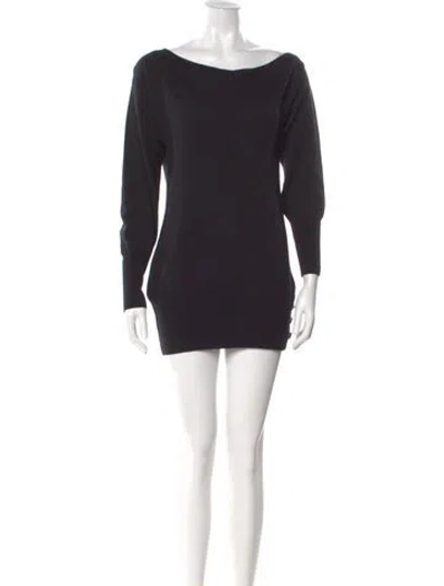 Pre-owned Ramy Brook Bateau Neckline Mini Dress In Black