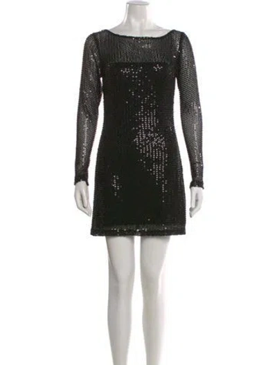Pre-owned Ramy Brook Bateau Neckline Mini Dress In Black