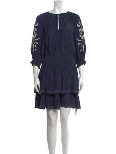 Pre-owned Ramy Brook Bateau Neckline Mini Dress In Blue