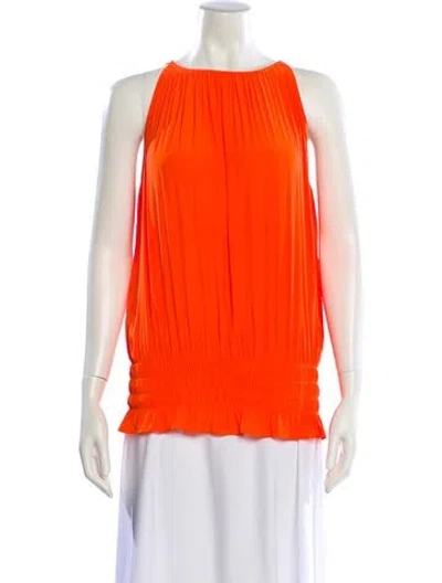 Pre-owned Ramy Brook Bateau Neckline Sleeveless Blouse In Orange