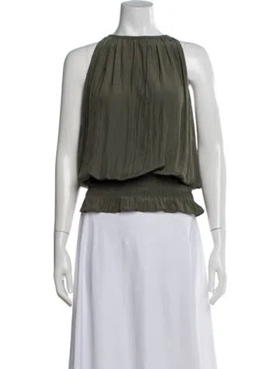 Pre-owned Ramy Brook Bateau Neckline Sleeveless Crop Top In Green